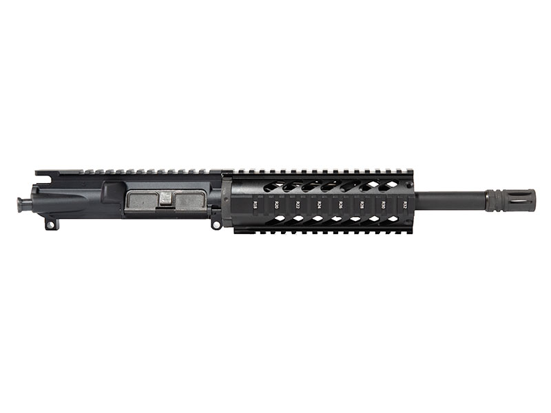 AR15 pistol assembled upper with a 10.5″ 300 Blackout barrel and 7 inch quad rail