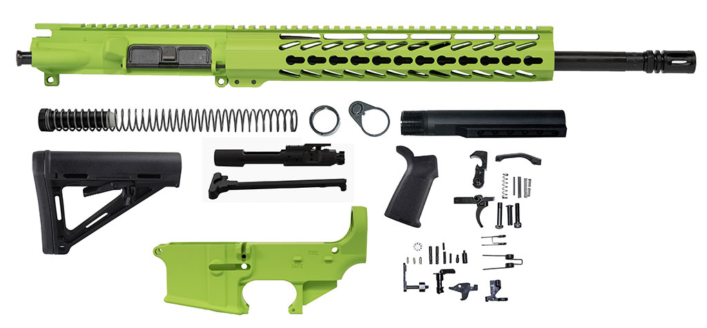 Zombie Green 16" 5.56 Rifle Kit with 12" Slim Keymod Handguard and Lower Parts Kit