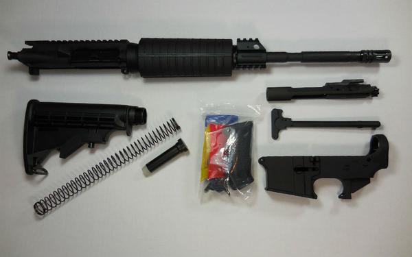 16 inch AR-15 rifle kit with upper assembled with 80 percent lower receiver