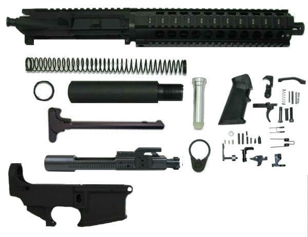 300 10.5 inch blackout pistol kit upper 10" rail assembled with 80% lower