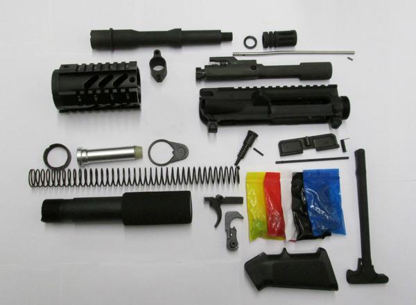 Complete AR15 pistol kit unassembled with NO lower receiver