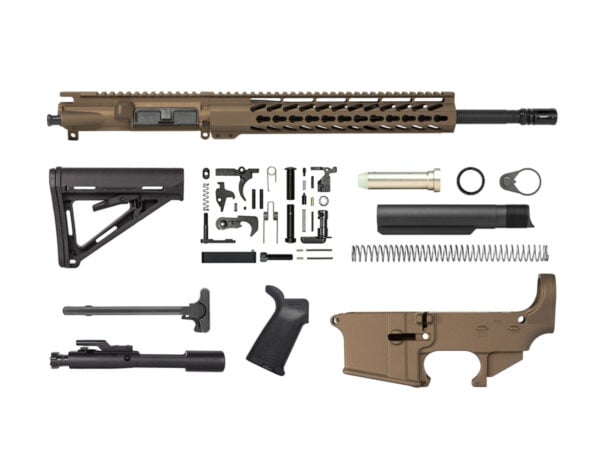 16′” AR-15 Rifle Kit with 12″ Slim Keymod with 80% Lower Receiver in Burnt Bronze