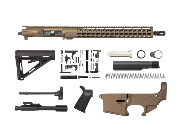 16″ AR-15 Rifle Kit with 15″ Slim Keymod with 80% Lower Receiver in Burnt Bronze
