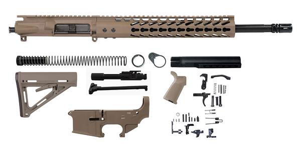 16 inch Flat Dark Earth FDE Rifle kit with magpul FDE Furniture with lower