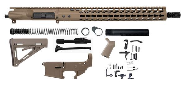 flat dark earth 5.56 rifle kit with 15 inch keymod rail