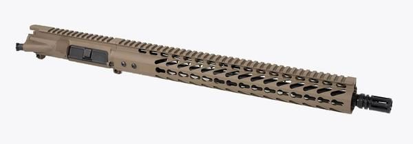 flat dark earth ar-15 upper with mil spec forward assist, dust cover, and flash hider