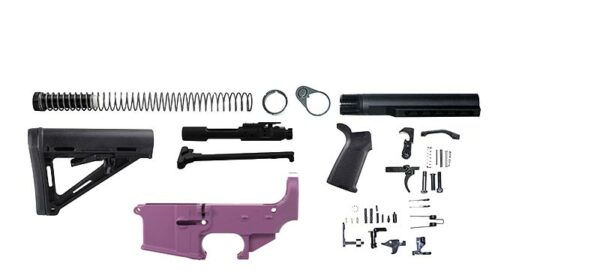 Purple AR15 Lower Build Kit with Cerakote Coating and Magpul Stock