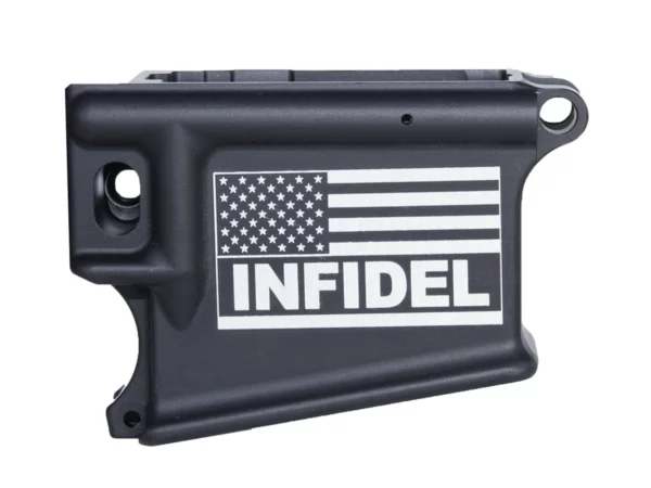Laser Engraved American Flag INFIDEL 80% AR-15 Anodized Lower receiver