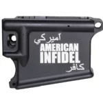 Laser Engraved American INFIDEL Spelled Out on 80% AR-15 Black Lower – Patriotic Firearm Customization