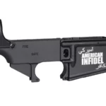 Precision Laser Engraved American INFIDEL on 80% AR-15 Black Lower – Fusion of Art and Firearm