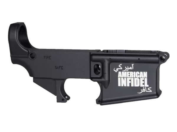 Customizable 80% AR-15 Black Lower with American INFIDEL Laser Engraving – Express Your Allegiance