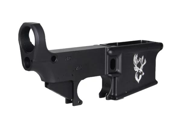 Personalized Deer Head Engraving on Black AR-15 80% Lower