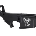 Artistic Laser Engraved Deer Head 3 on 80% AR-15 Black Lower – Crafted Firearm Excellence