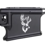 Laser Engraved Deer Head 1 on 80% AR-15 Black Lower – Exquisite Firearm Art