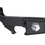 AR-15 Black Lower Featuring Intricate 80% Eagle over Flag Laser Engraving