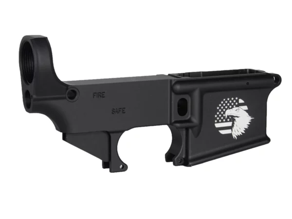 Precision Engraved Patriotic Design on AR-15 Black Lower Receiver