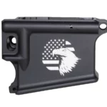 Premium AR-15 Black Lower with 80% Eagle over Flag Laser Engraved Design