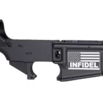 Distinctive 80% AR-15 Lower with Laser Engraved American Flag and INFIDEL