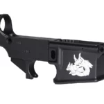 Laser Etched Hog Head Design on AR-15 Black Lower Receiver
