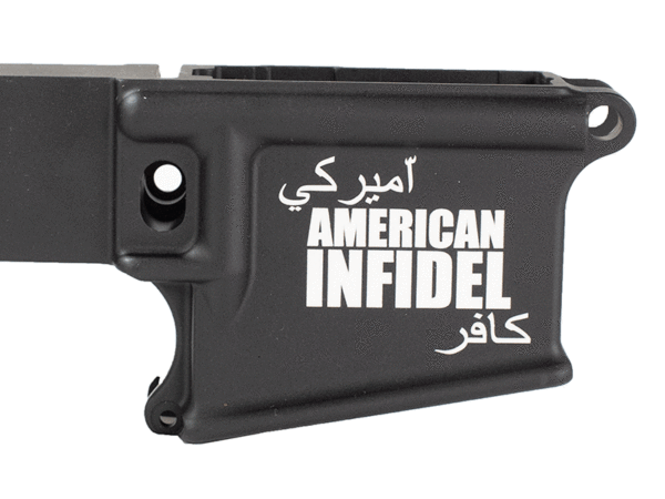 American Infidel spelled out engraving