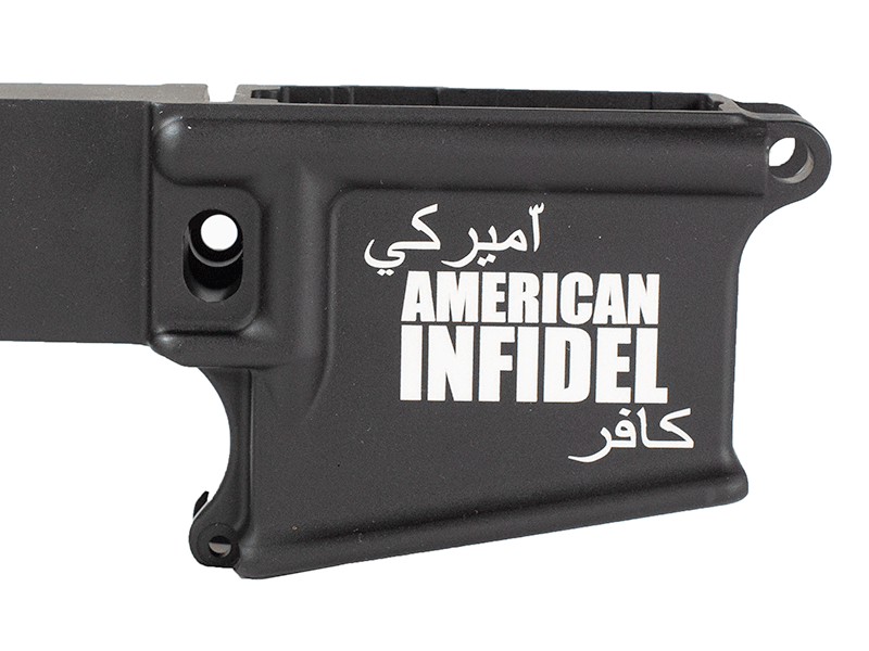 80 Laser engraved American INFIDEL Spelled out Lower