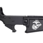 Military Tribute: Laser Engraved Marines Logo on 80% AR-15 Black Lower