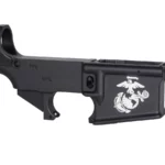 Precision Laser Engraved Marines Crest on 80% AR-15 Black Lower Receiver