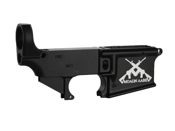 Laser Engraved MOLON AABE Rifles with Custom Design on AR-15 Black Lower