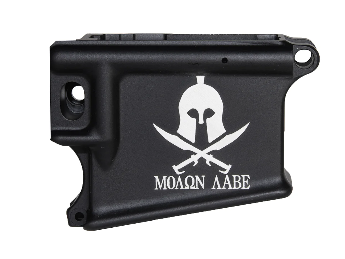 Laser Engraved MOLON AABE SPARTAN on AR-15 Black Lower