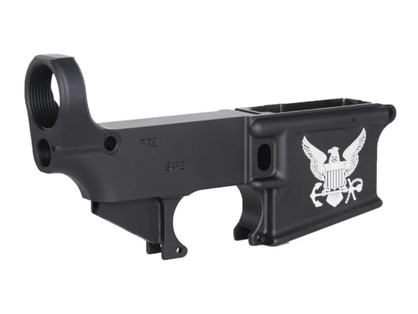 Masterpiece Laser Engraved Navy Logo on AR-15 Black Lower