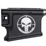 Laser Engraved Punisher Punishment is Due 80% on AR-15 Black Lower