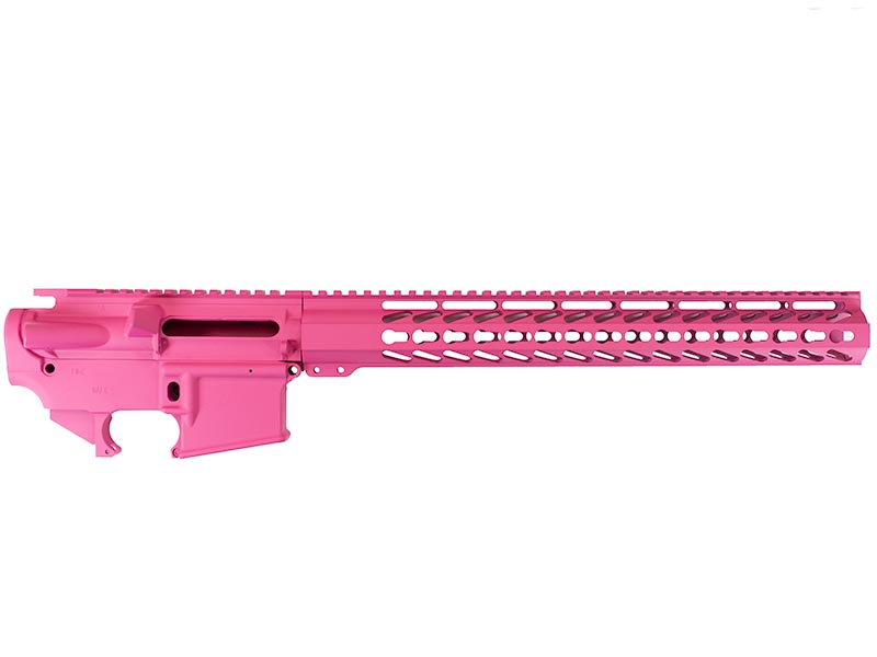 pink 15" keymod builder kit with AR-15 lower , upper and rail