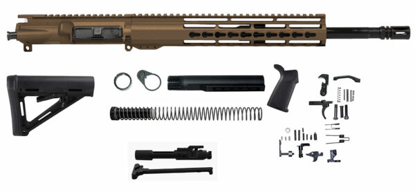 Burnt Bronze 16′” AR-15 Rifle Kit with 12″ Riveted Keymod, USA
