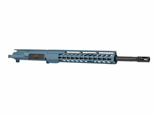 Blue Titanium finished 16" AR-15 Rifle by Daytona, paired with a 12-inch House Keymod Rail.