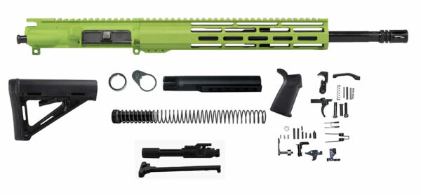 green ar15 rifle kit nom lower 15 window cut rail mlok
