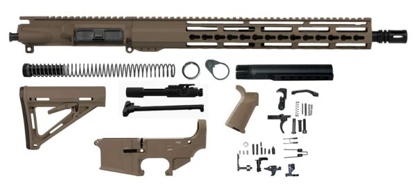 Ar15 FDE Rifle Kit 15″ riveted Keymod kit