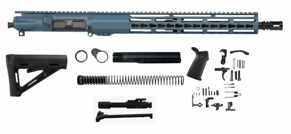 Titanium Blue 16″ AR-15 Rifle Kit with 15″ Slim Riveted Keymod