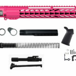 Beauty Meets Precision: Pink 16-inch AR Rifle Kit in 5.56 with 15″ House Keymod Rail.