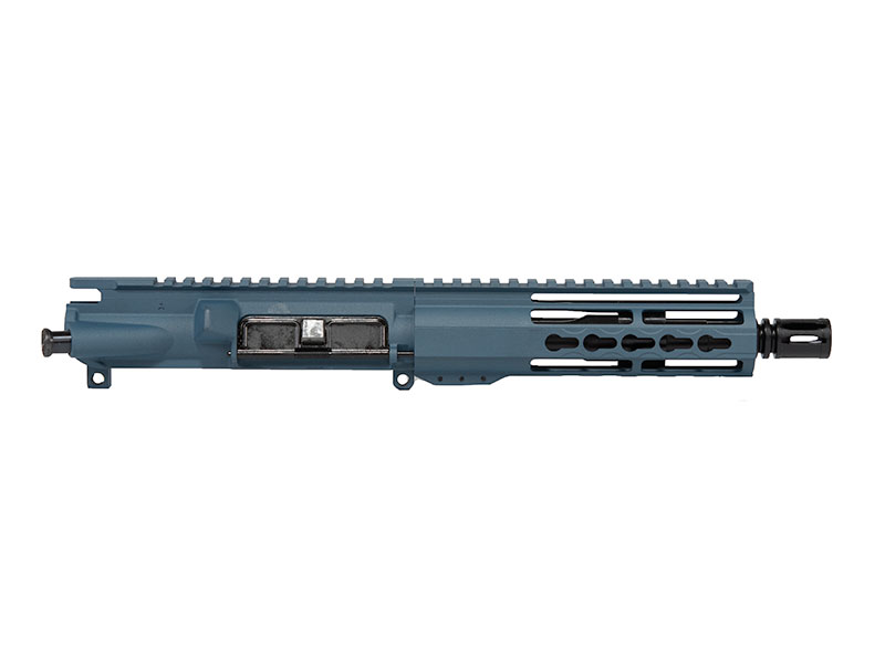 titanium blue AR15 pistol upper seven inch keymod