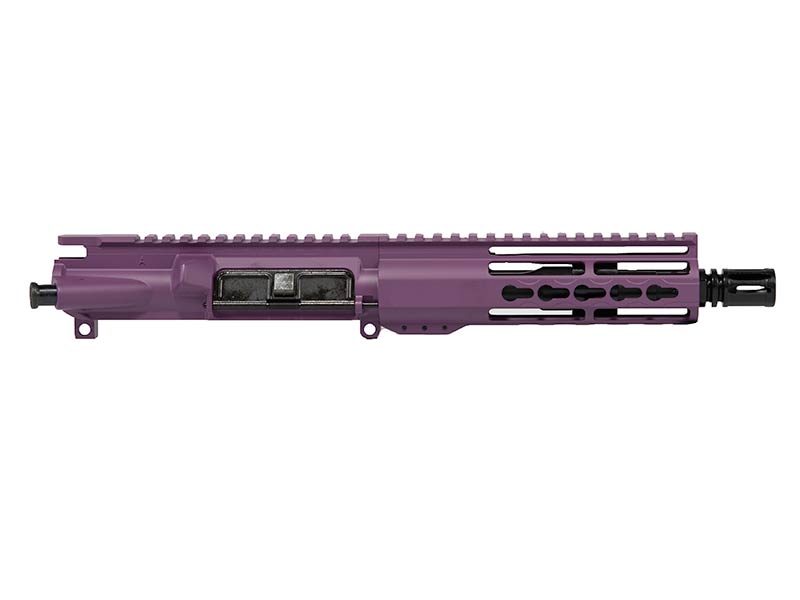 purple AR15 pistol upper rivet keymod rail