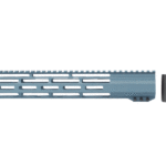 Titanium Blue Transcendence: AR15’s 12-inch Window Cut M-lok Rail by Daytona Tactical.