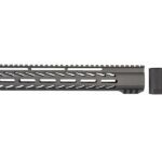 AR rifle accentuated by a 12-inch Tungsten Grey House M-LOK Free Float Rail