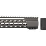 Detailed view of the 7" House Keymod Tungsten Handguard showcasing its cerakote coating.