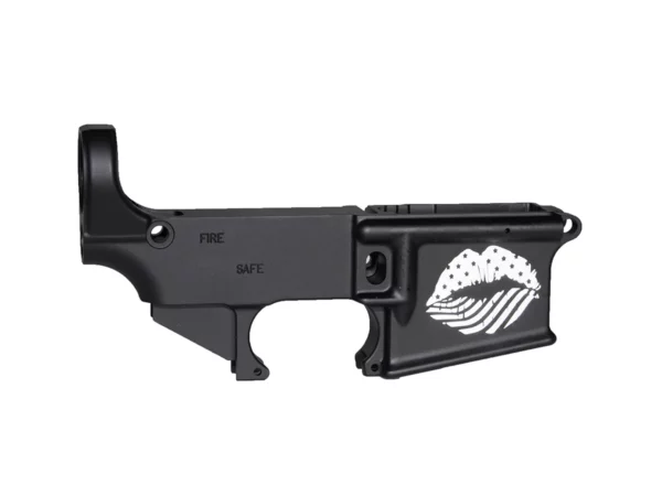 Visually striking laser engraved lips on AR-15 lower receiver