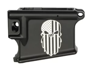 Laser Engraved American Bearded Skull Flag AR-15 Black Lower