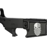 Personalized Laser Engraving | American Bearded Skull Flag | 80% AR-15 Black Lower