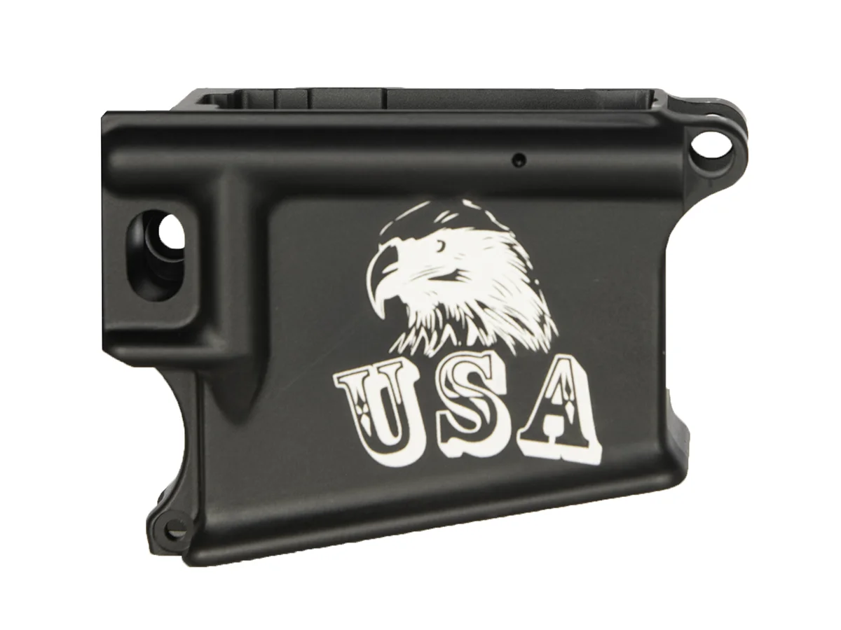 Laser engraved depiction of the American eagle