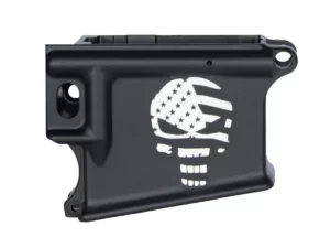 Laser Engraved American Punisher Skull Flag on Custom AR-15 Black Lower