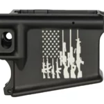 Patriotic American Stripes with Rifles Flag Engraving on 80% AR-15 Black Lower