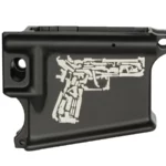 Laser Engraved Handgun Collage of Iconic Firearms on Custom AR-15 Black Lower